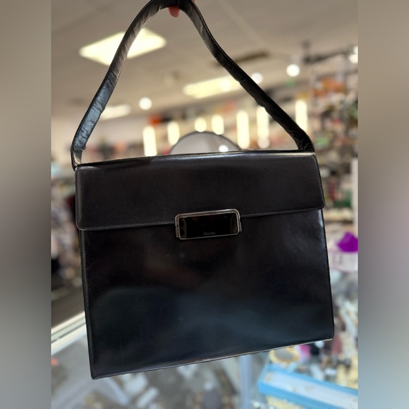 Prada Handbags - Pre Owned Prada Vintage Black Leather Shoulder Bag